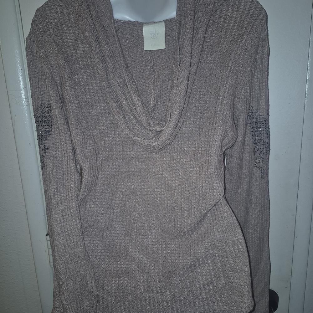 Vocal Tan and Black Embellished Hoodie Top - Picture 3 of 4
